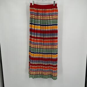 Vintage Pine Cove Women Maxi Skirt Sz M Pull On Pleated Striped Colorful Cottage